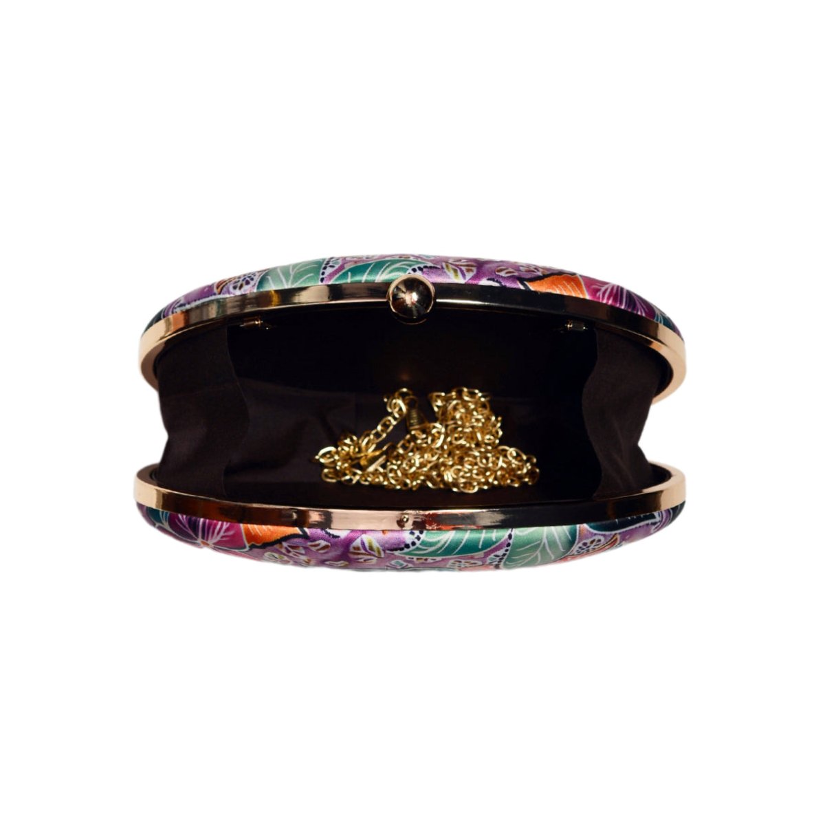 Pink Floral Printed Oval Clutch