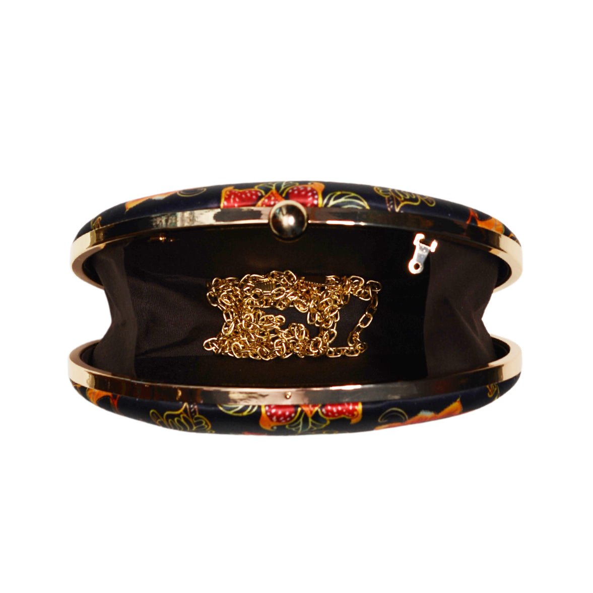 Multicolor Floral Batik Print Oval Clutch