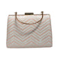 White And Rose Gold Zigzag Embroidery Clutch
