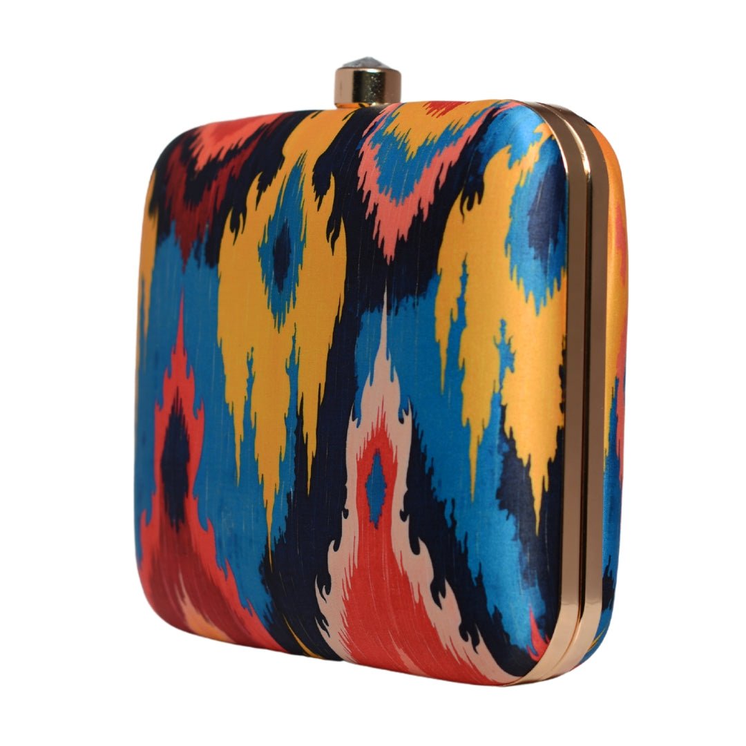 Multicoloured Ikkat Printed Clutch