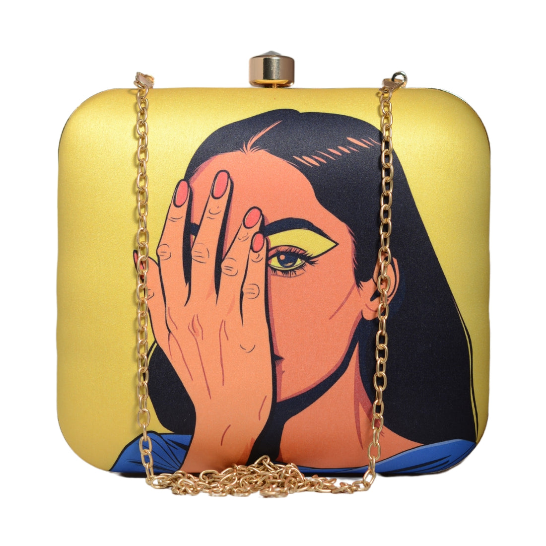 Yellow Sassy Girl Printed Clutch