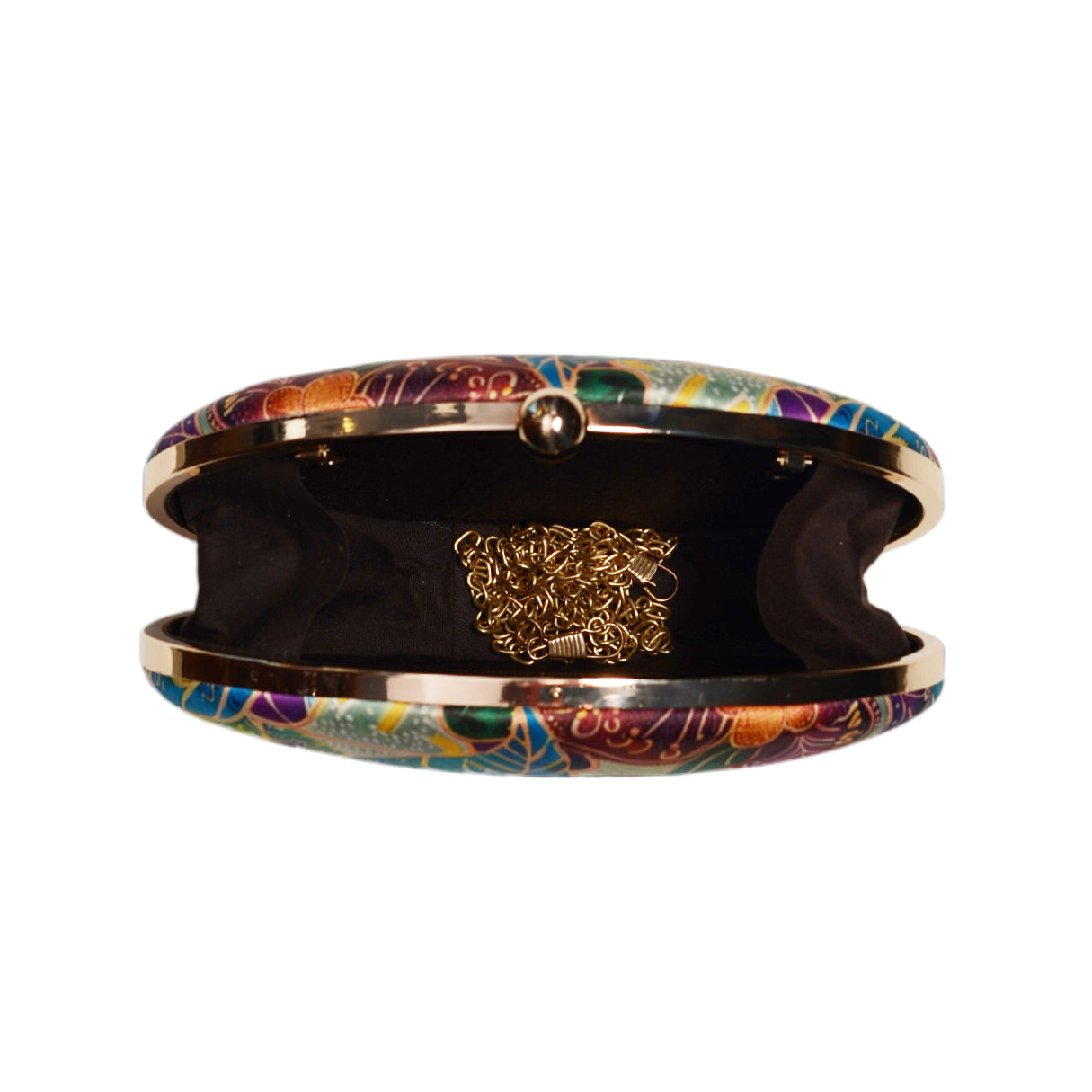 Multicolor Batik Floral Print Oval Clutch