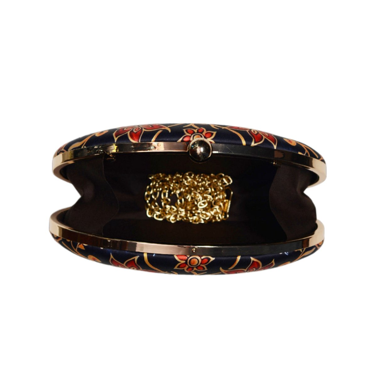 Red Floral Batik Print Oval Clutch