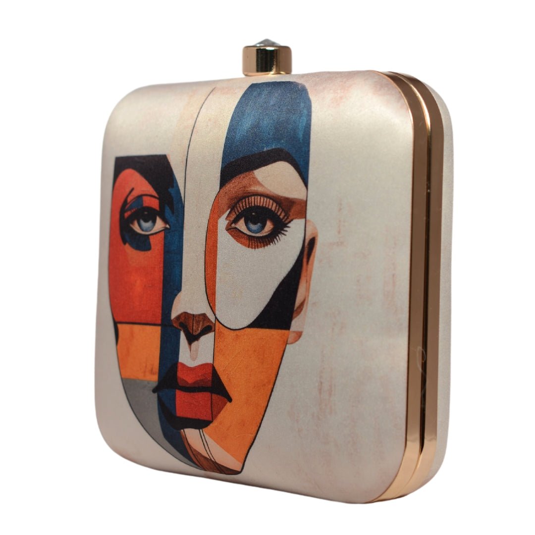 Abstract Art Portrait Printed Clutch