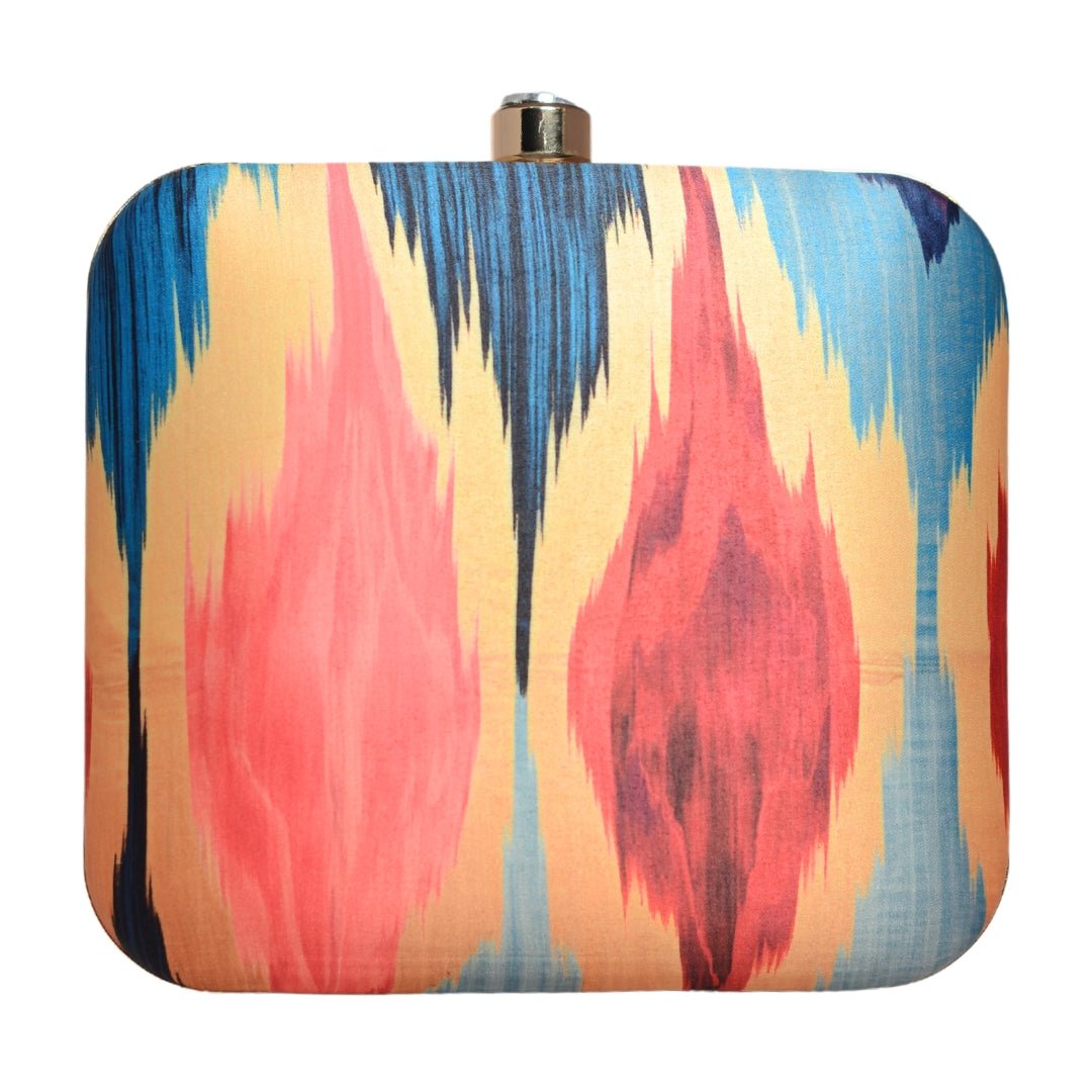 Multicoloured Ikkat Printed Clutch