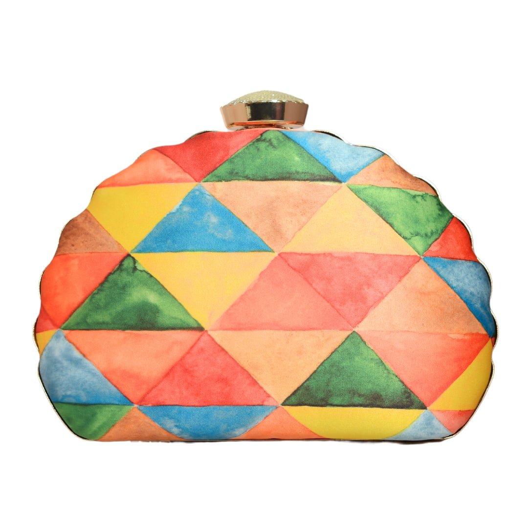 Artklim Multicoloured Geometrical Pattern Printed Clutch