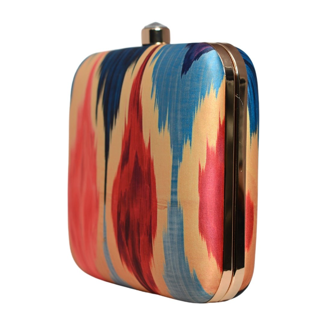Multicoloured Ikkat Printed Clutch