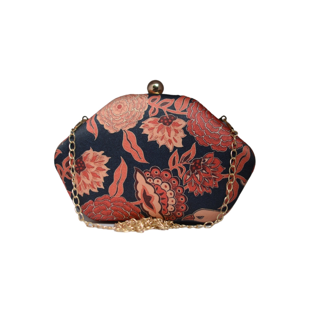 Artklim Black And Red Pastel Printed Clutch