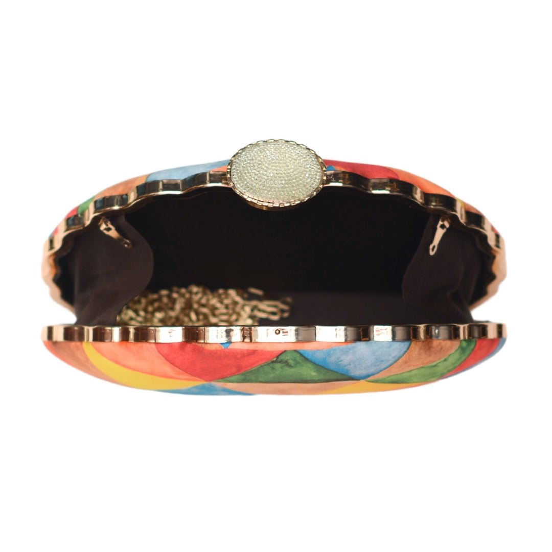 Artklim Multicoloured Geometrical Pattern Printed Clutch