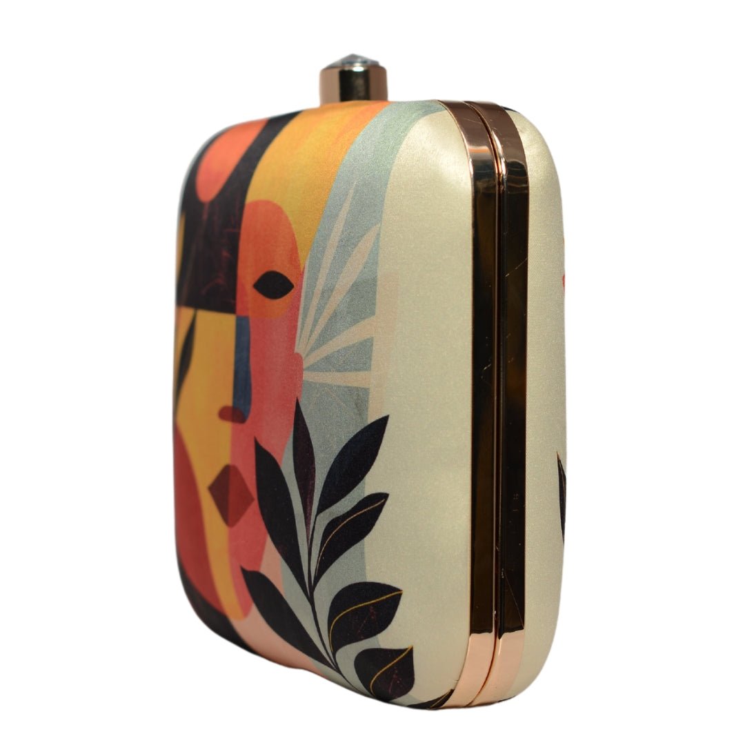Multicolour Abstract Art Printed Clutch