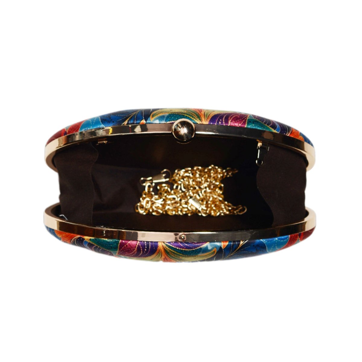 Multicolor Batik Print Oval Clutch