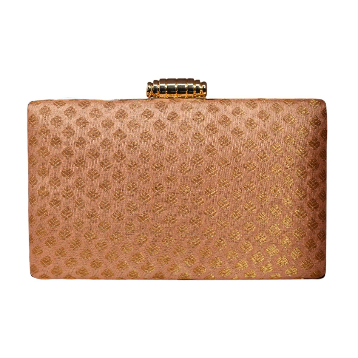 Orange Brocade Rectangle Fabric Clutch