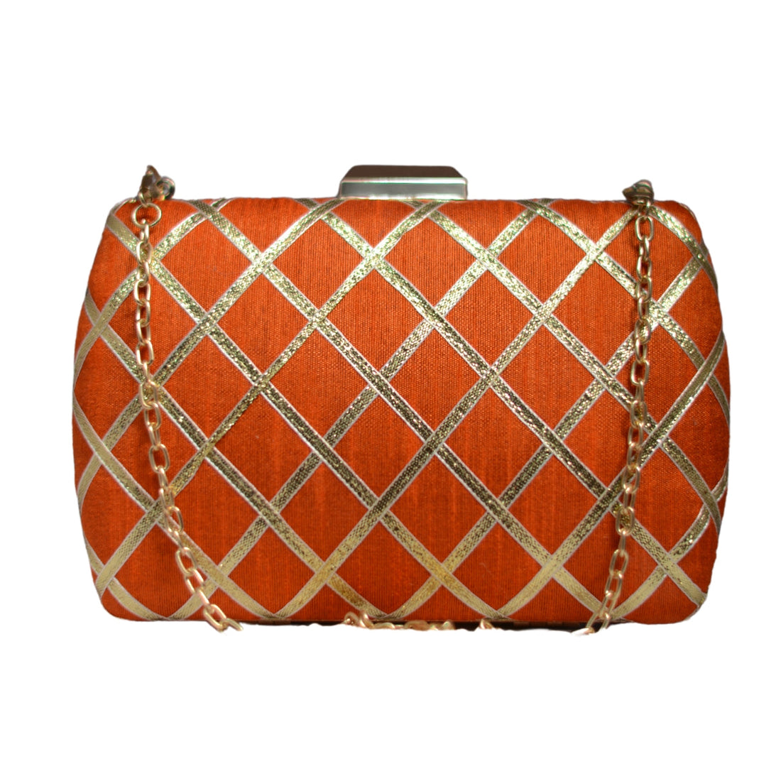 Artklim Orange Ethnic Party Clutch