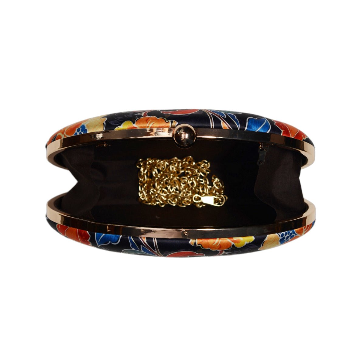 Multicolor Batik Floral Printed Oval Clutch