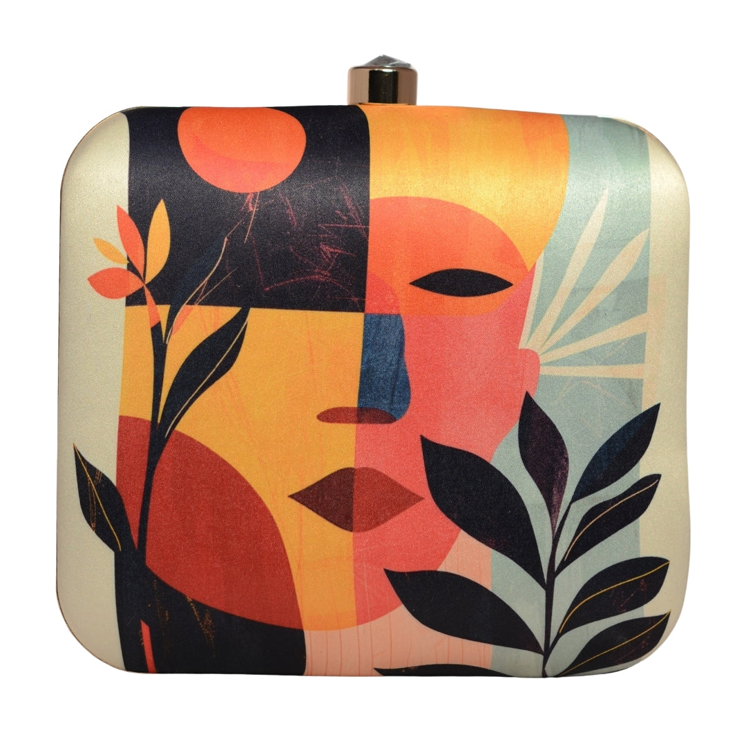 Multicolour Abstract Art Printed Clutch