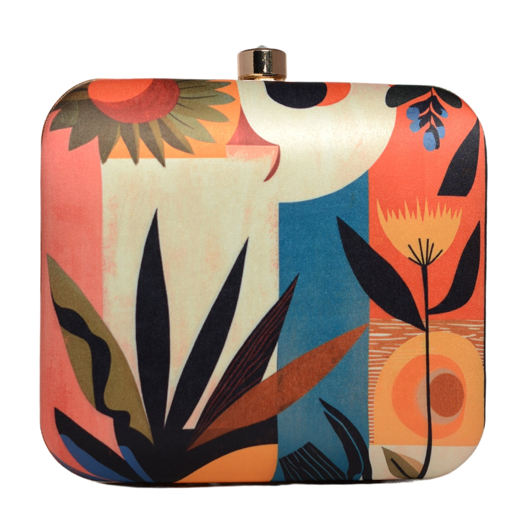 Multi-Pattern Abstract Art Printed Clutch