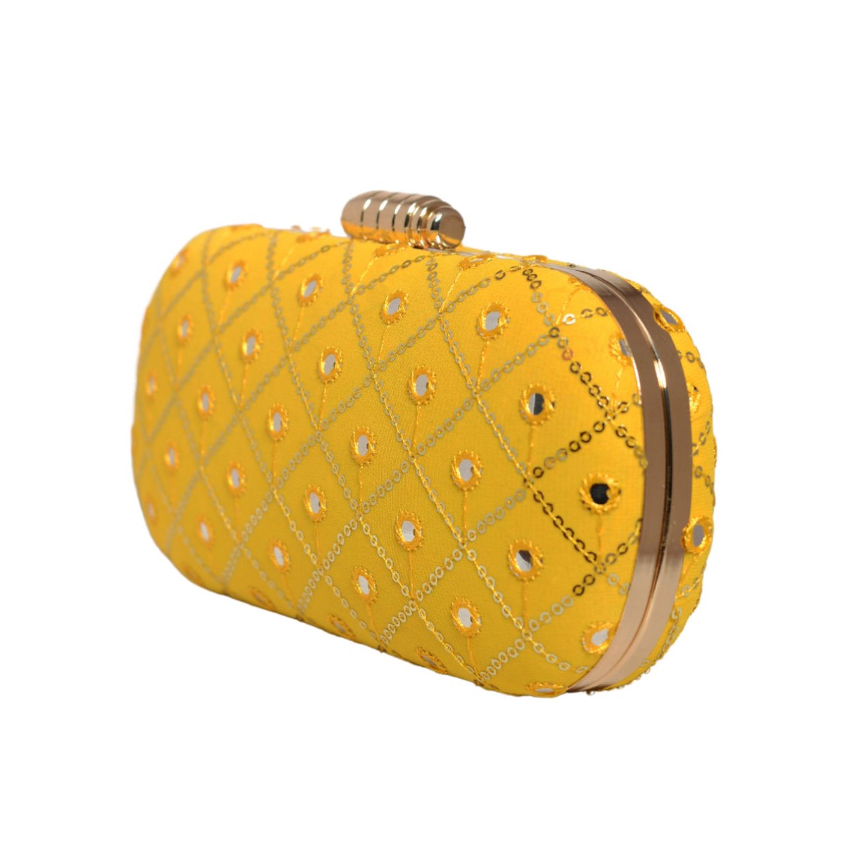 Yellow Sequins Checks Capsule Clutch