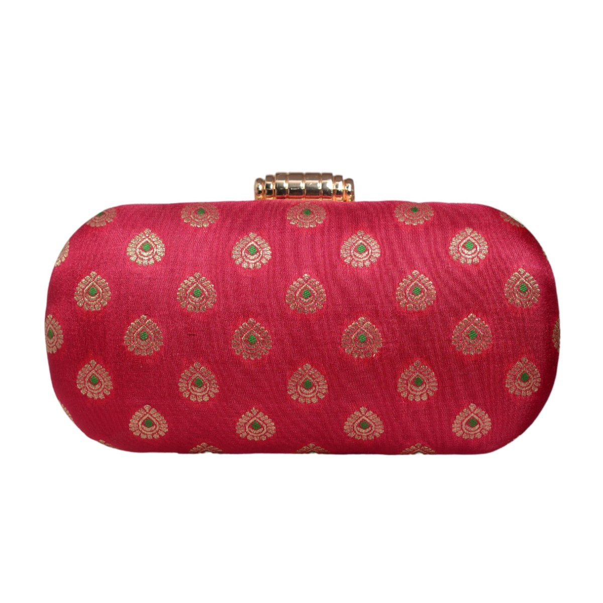 Pink Brocade Fabric Party Clutch