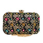 Black Sequins Floral Embroidery Party Clutch