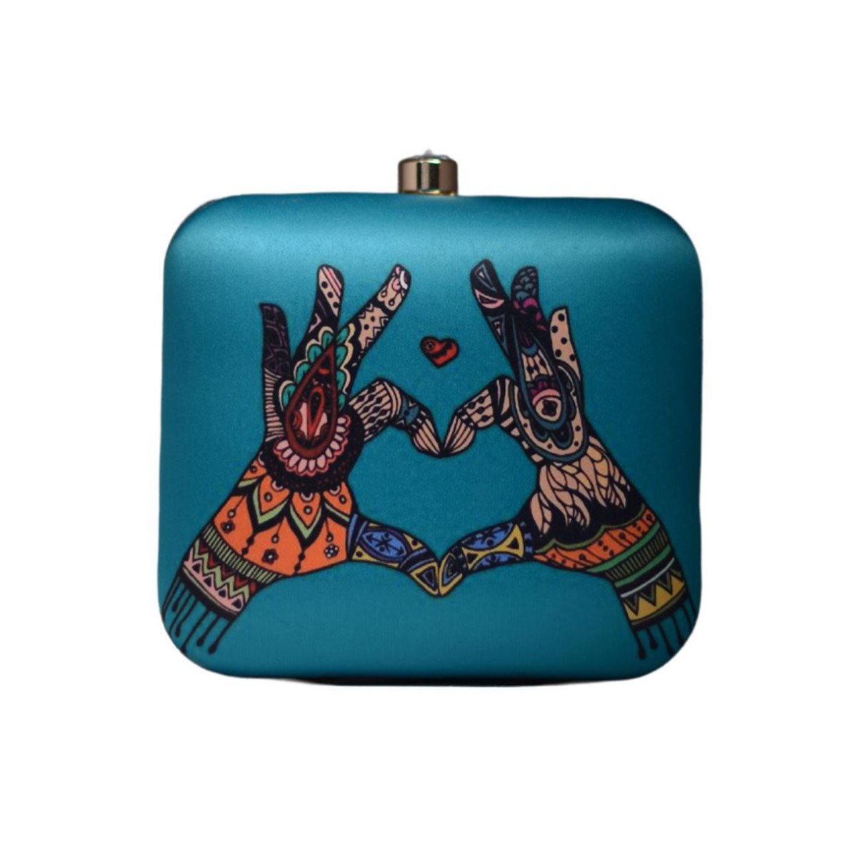 Artklim Blue Heart Printed Clutch