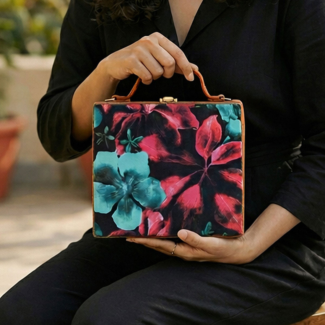 Dark Lotus Printed MDF Clutch