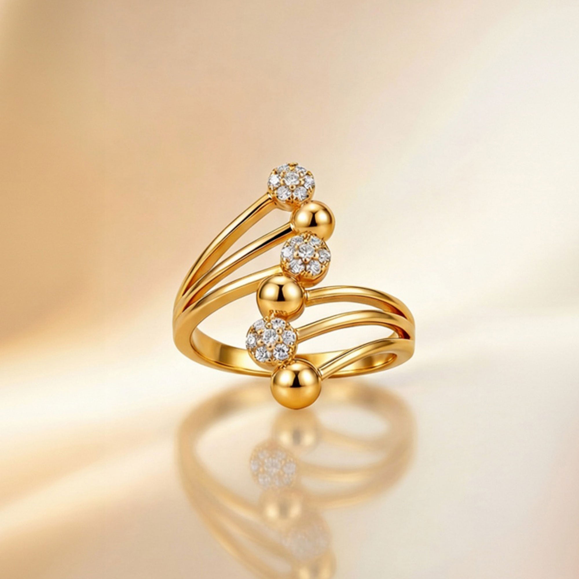 Artklim Gold-Plated Layered Sparkle Anti-Tarnish Ring