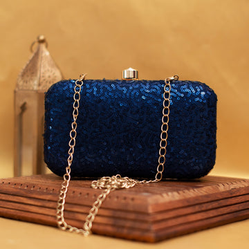 Artklim Blue Sequins Party Clutch