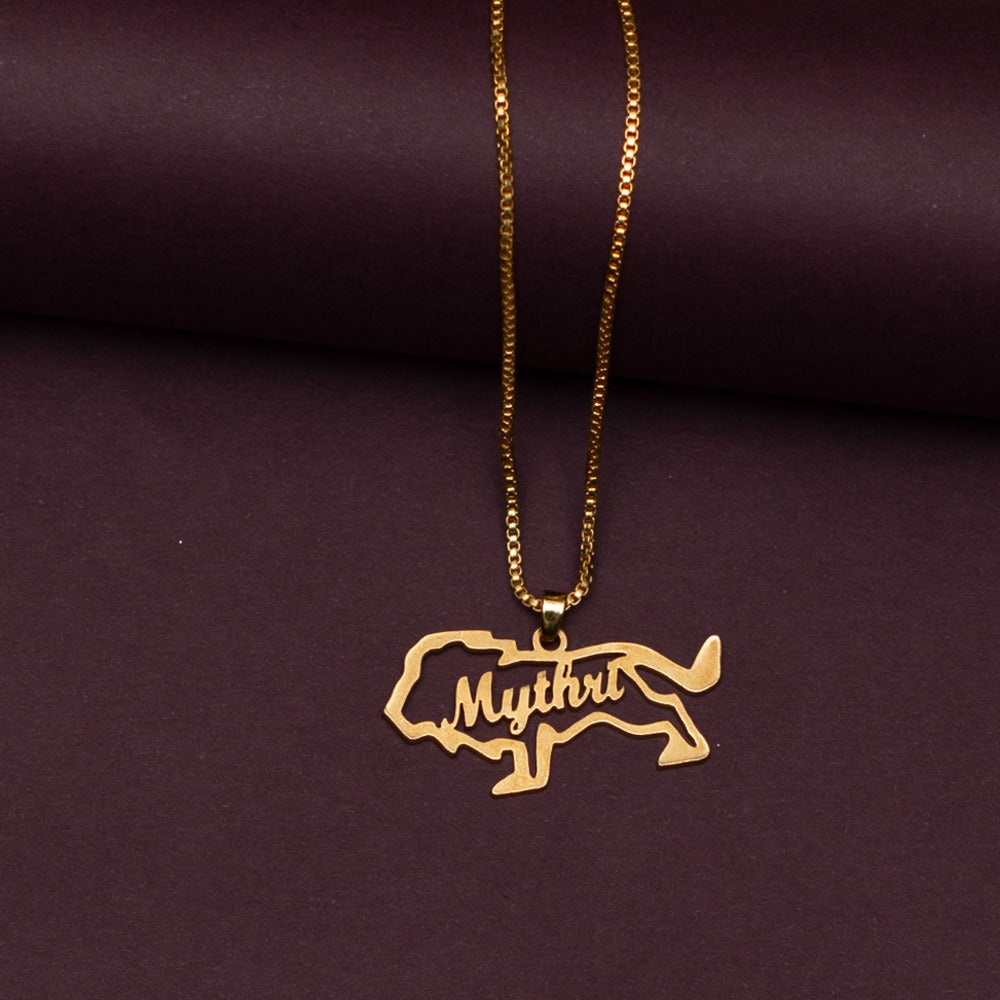 Lion Shaped Customized Pendant With Name