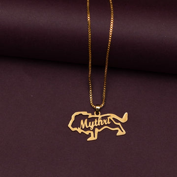 Lion Shaped Customized Pendant With Name