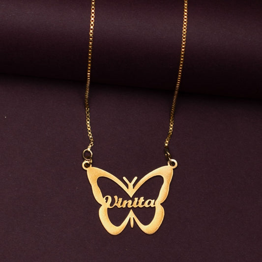 Butterfly Shaped Customized Pendant With Name