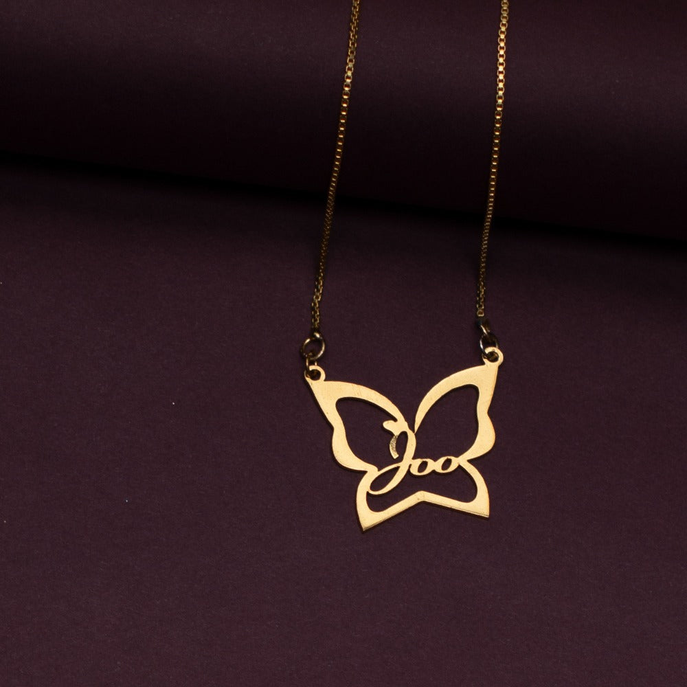 Butterfly Shaped Customized Pendant With Name