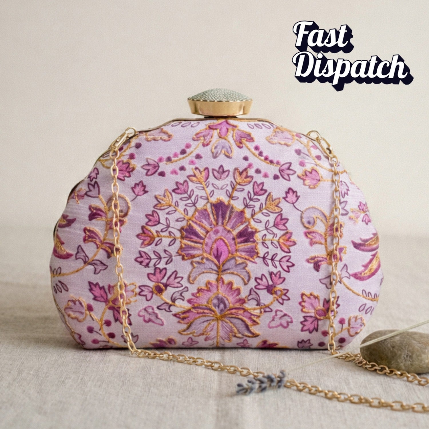 Artklim Traditional Floral Embellished Clutch Bag