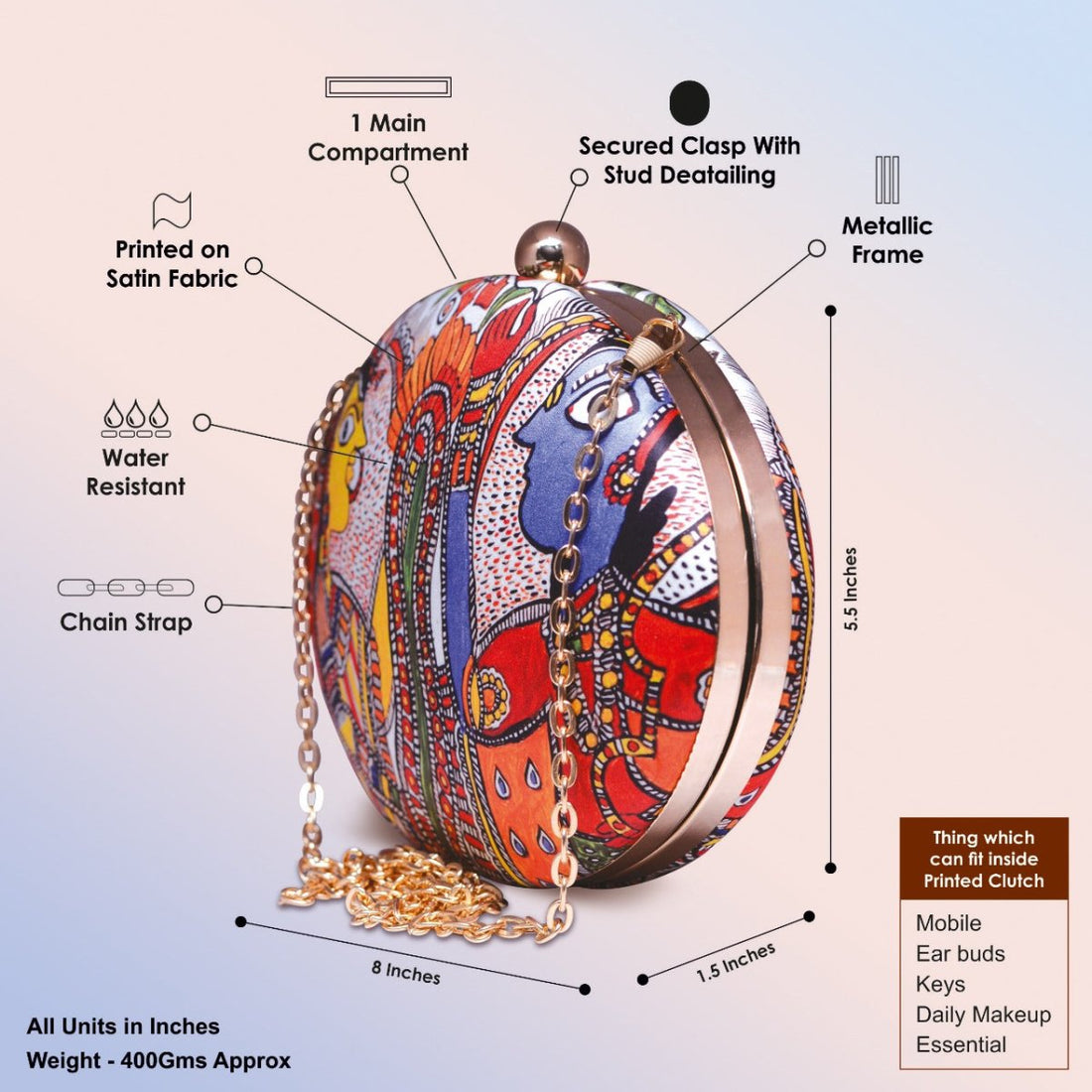 Artklim Madhubani Print clutch