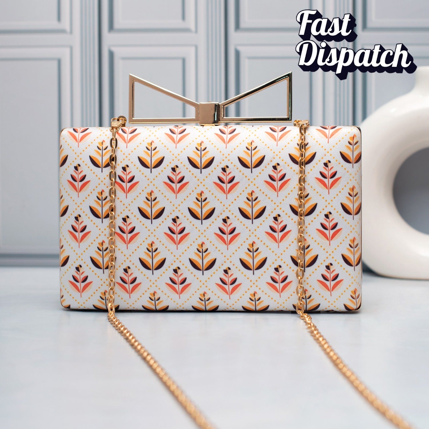 Artklim Autumn Leaf Print Elegant Printed Clutch