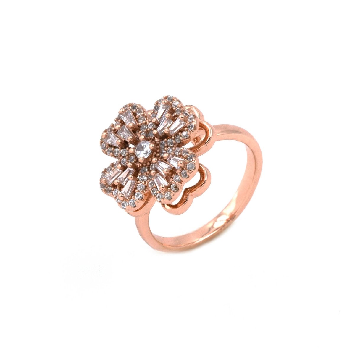 Artklim Gold Plated Designer Clover Flower Adjustable Ring