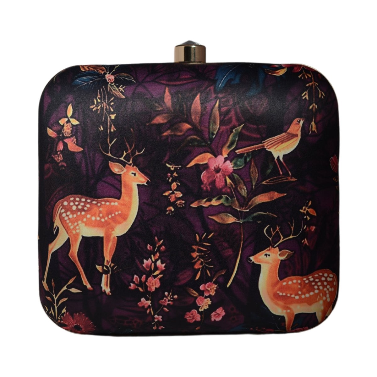 Deer And Flower Printed Clutch