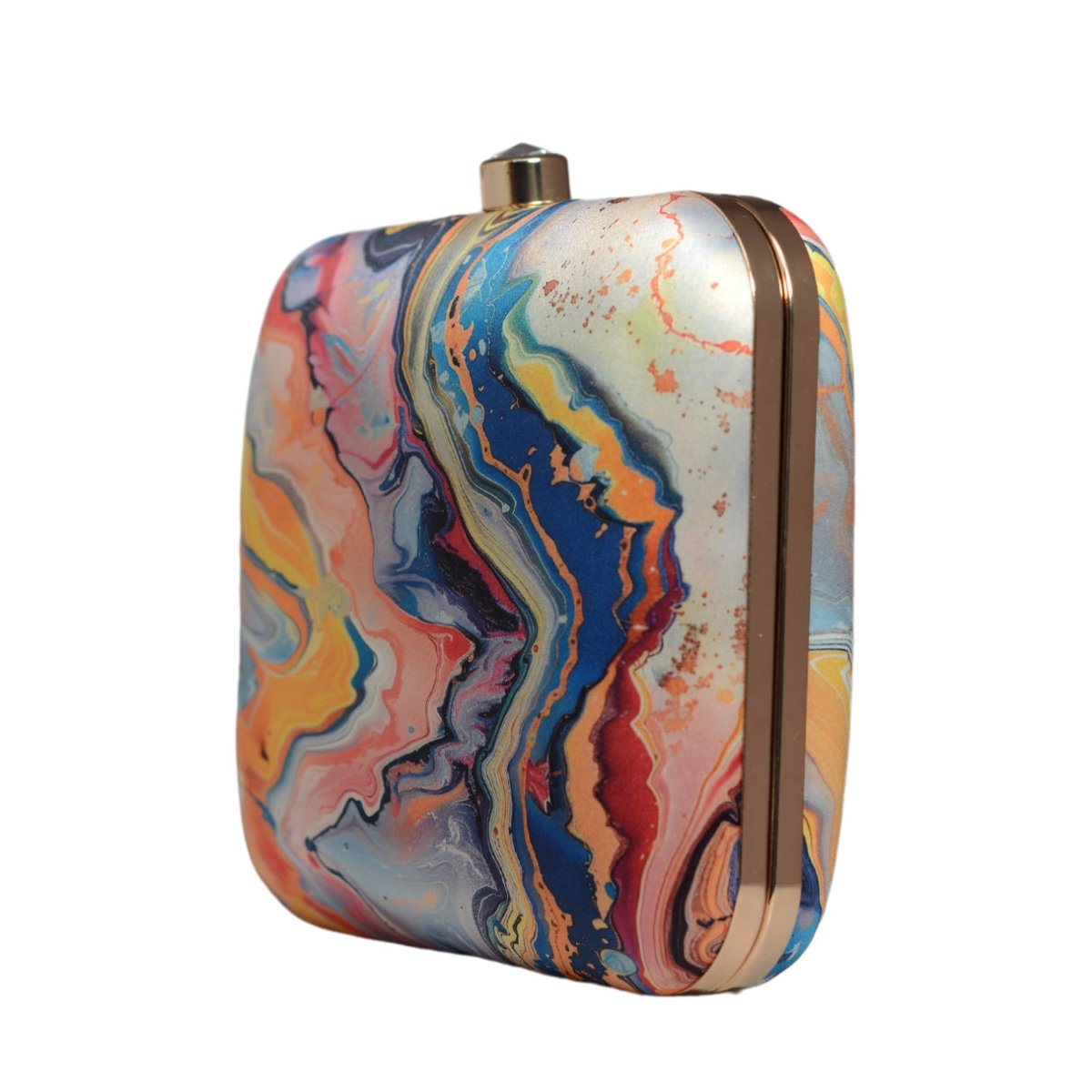 Multicolor Flow Art Printed Clutch