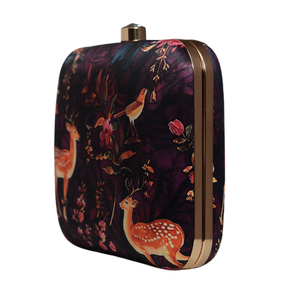 Deer And Flower Printed Clutch