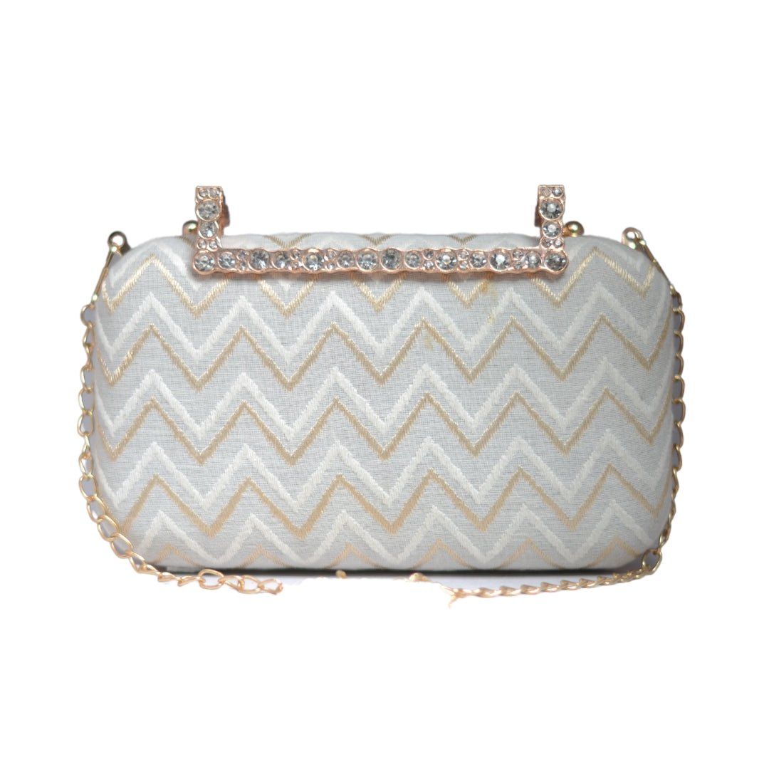 Artklim White Embroidery Party Clutch