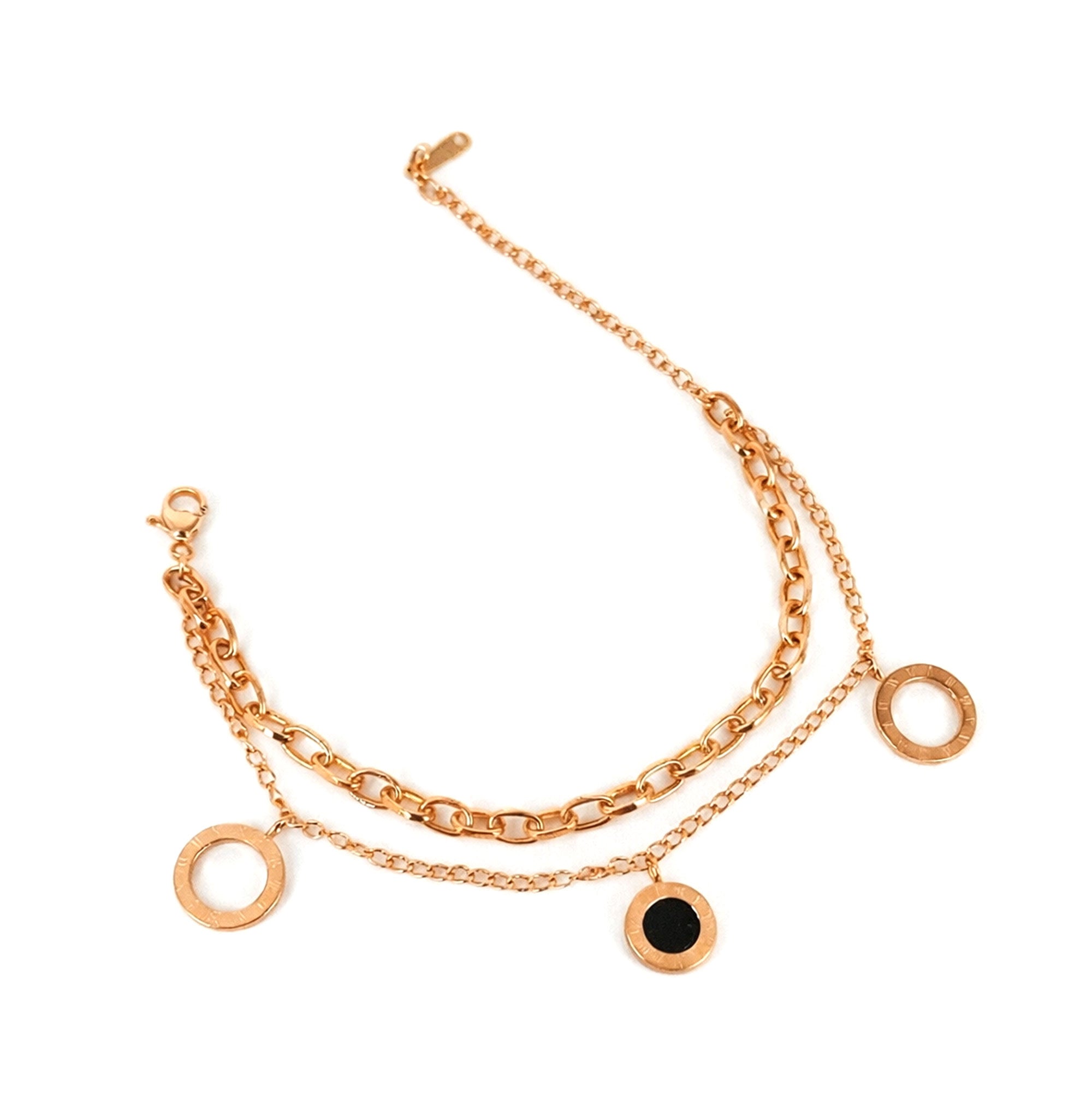 Artklim Gold Plated Motif Layered Charms Bracelet