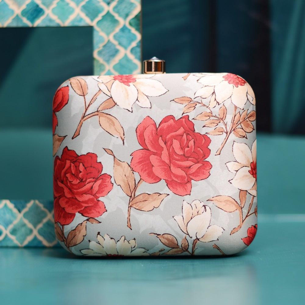 Artklim Red Floral Printed Clutch