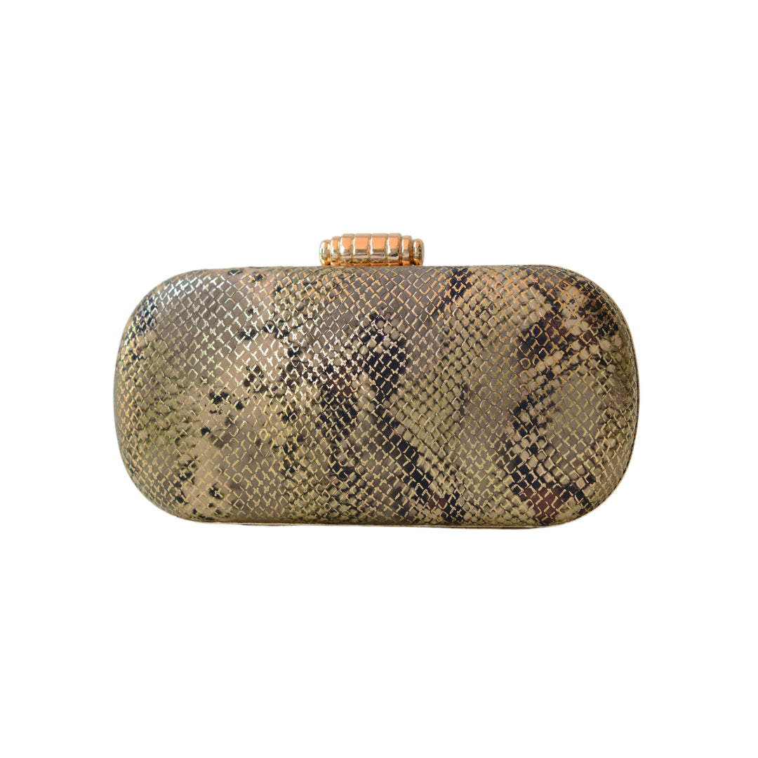 Artklim Golden Brown Animal Printed Clutch