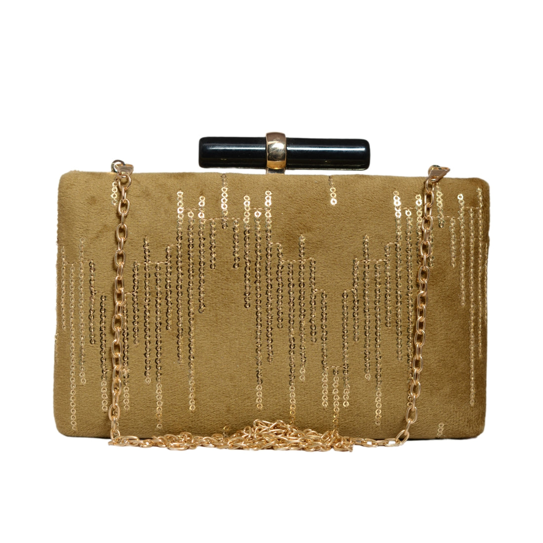 Golden Sequins Embroidery Party Clutch