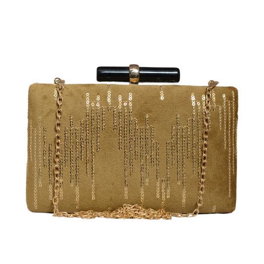 Golden Sequins Embroidery Party Clutch