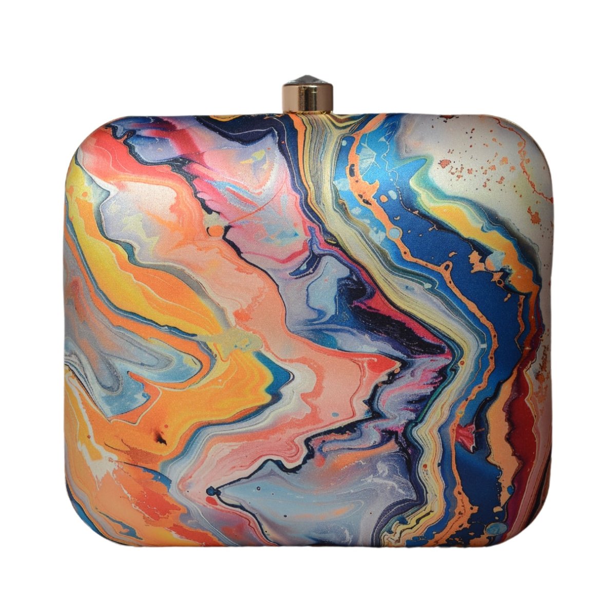 Multicolor Flow Art Printed Clutch