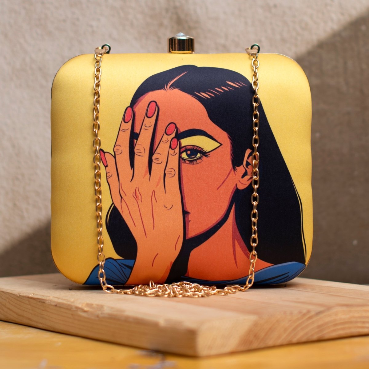 Yellow Sassy Girl Printed Clutch