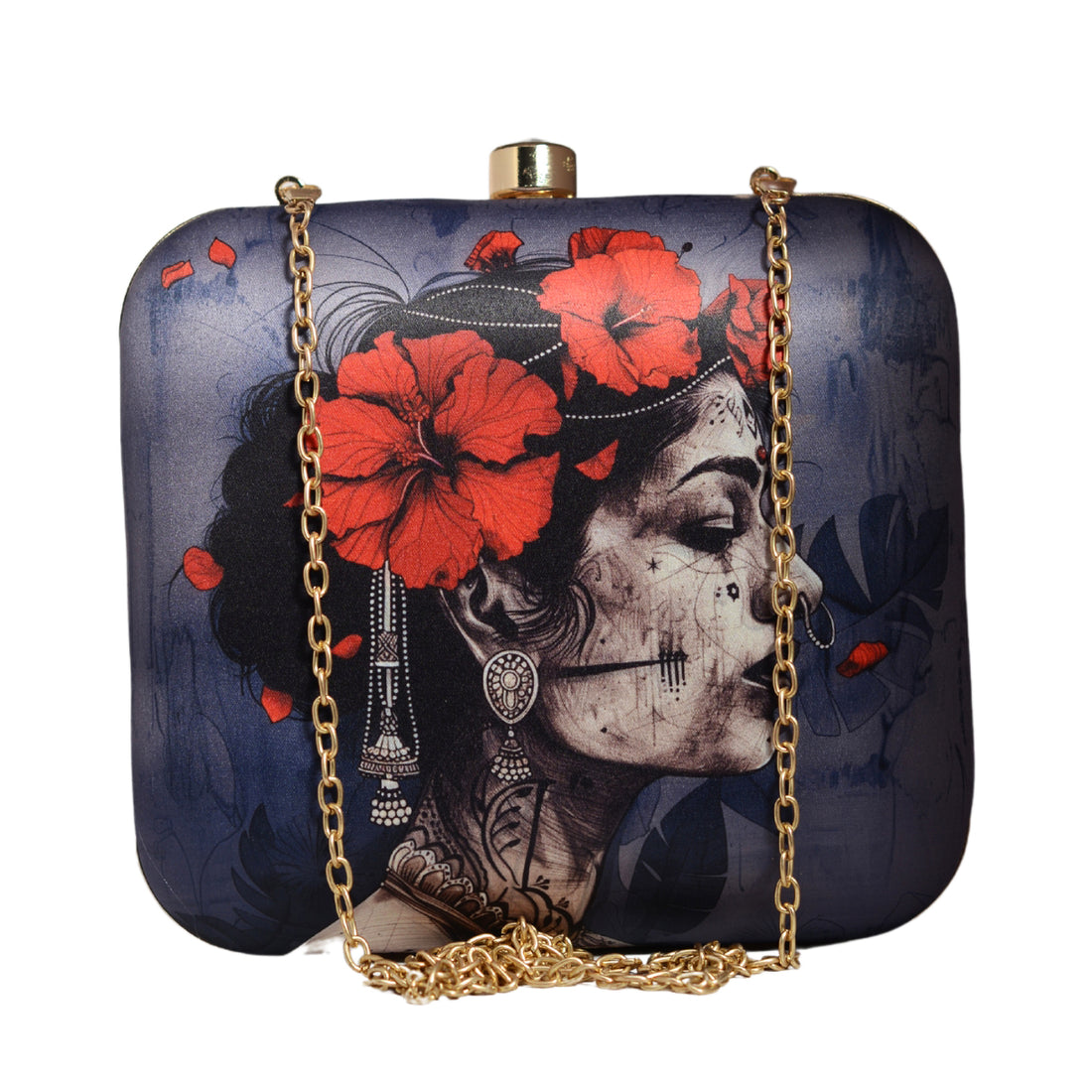 Floral Woman Portrait Clutch