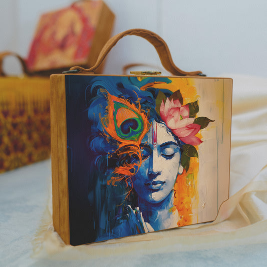 Krishna Printed Suitcase Style Clutch
