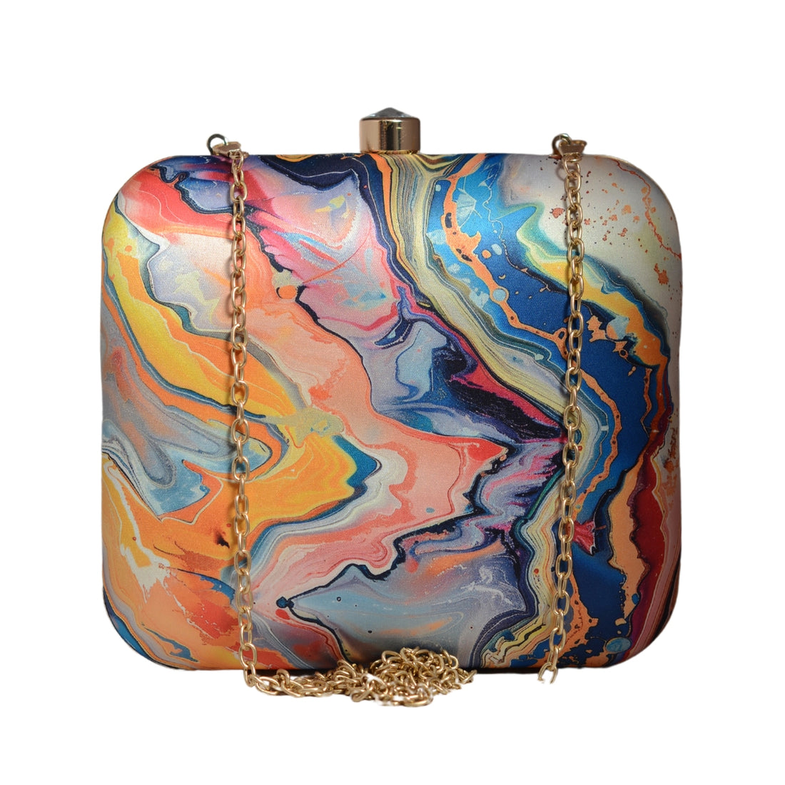 Multicolor Flow Art Printed Clutch