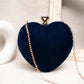 Blue Velvet Fabric Heart Shape Clutch
